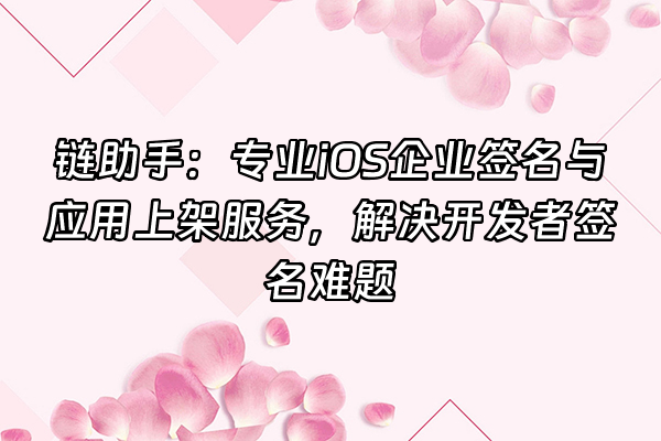 +链助手：专业iOS企业签名与应用上架服务，解决开发者签名难题+