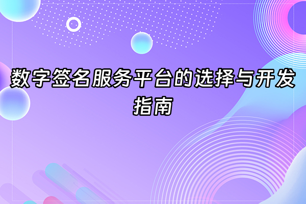 +数字签名服务平台的选择与开发指南+