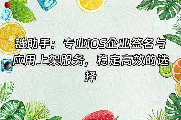 +链助手：专业iOS企业签名与应用上架服务，稳定高效的选择+