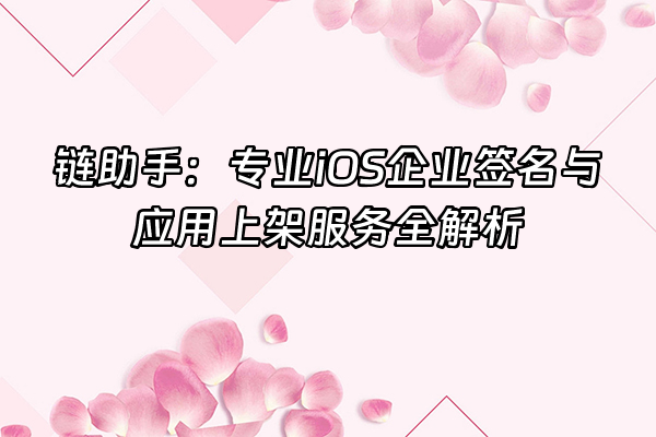+链助手：专业iOS企业签名与应用上架服务全解析+
