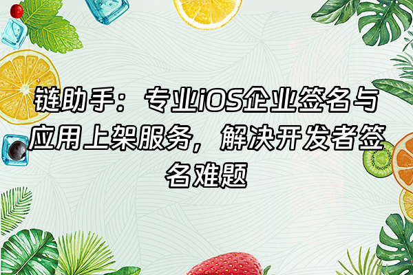 +链助手：专业iOS企业签名与应用上架服务，解决开发者签名难题+