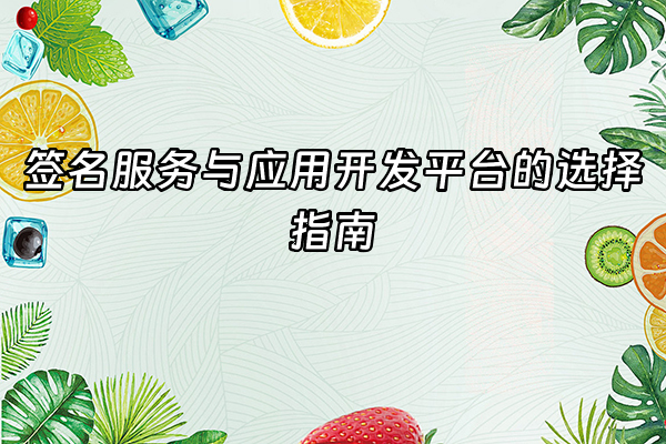+签名服务与应用开发平台的选择指南+