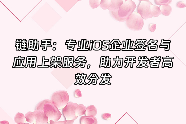+链助手：专业iOS企业签名与应用上架服务，助力开发者高效分发+