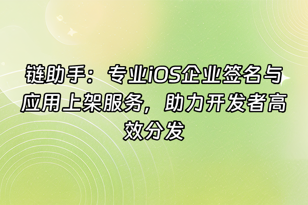 +链助手：专业iOS企业签名与应用上架服务，助力开发者高效分发+