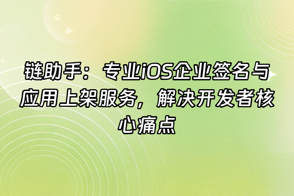 +链助手：专业iOS企业签名与应用上架服务，解决开发者核心痛点+