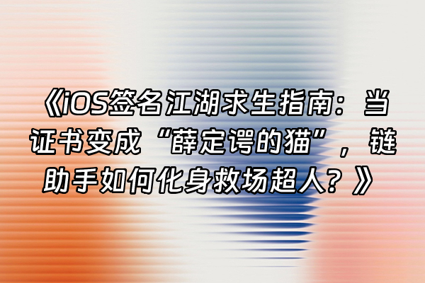 +《iOS签名江湖求生指南：当证书变成“薛定谔的猫”，链助手如何化身救场超人？》+