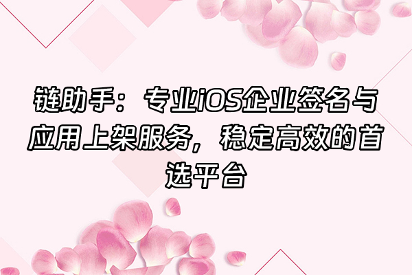+链助手：专业iOS企业签名与应用上架服务，稳定高效的首选平台+
