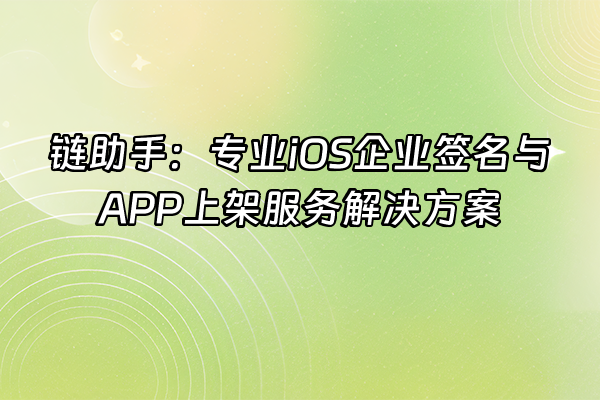 +链助手：专业iOS企业签名与APP上架服务解决方案+