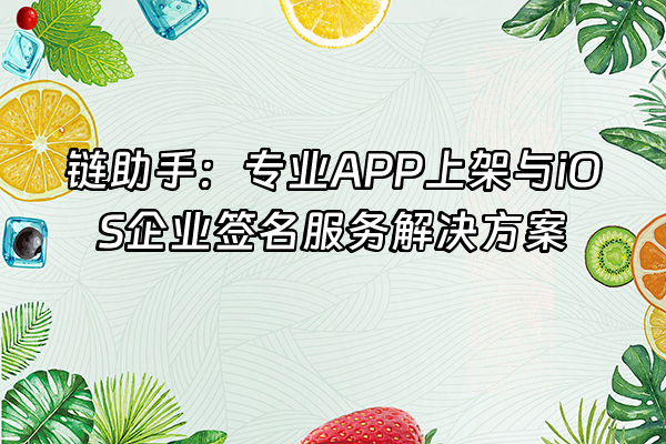 +链助手：专业APP上架与iOS企业签名服务解决方案+