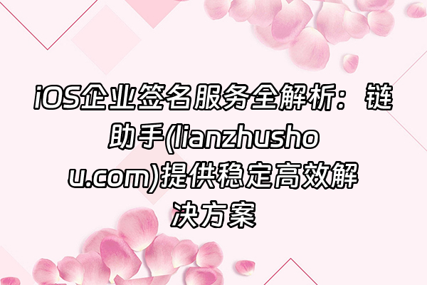 +iOS企业签名服务全解析：链助手(lianzhushou.com)提供稳定高效解决方案+
