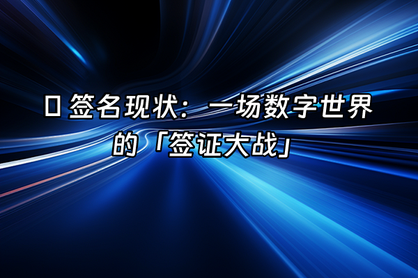 +🔥 签名现状：一场数字世界的「签证大战」+