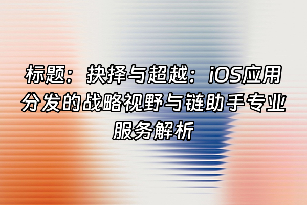 +标题：抉择与超越：iOS应用分发的战略视野与链助手专业服务解析+