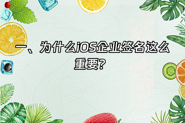 +一、为什么iOS企业签名这么重要？+