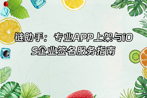 +链助手：专业APP上架与iOS企业签名服务指南+