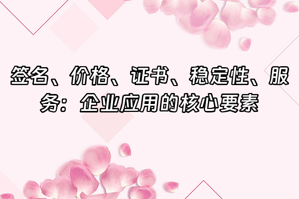 +签名、价格、证书、稳定性、服务：企业应用的核心要素+
