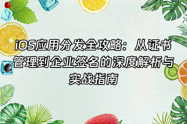 +iOS应用分发全攻略：从证书管理到企业签名的深度解析与实战指南+