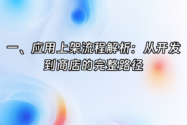 +一、应用上架流程解析：从开发到商店的完整路径+
