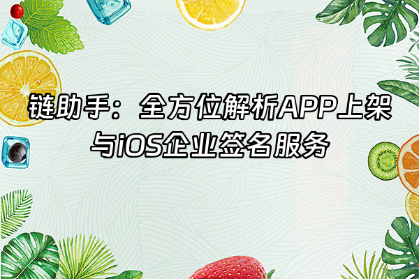 +链助手：全方位解析APP上架与iOS企业签名服务+