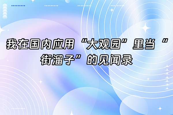 +我在国内应用“大观园”里当“街溜子”的见闻录+