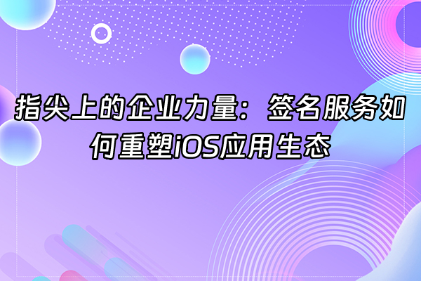 +指尖上的企业力量：签名服务如何重塑iOS应用生态+