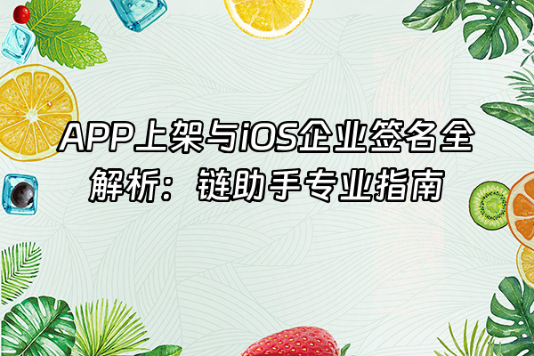 +APP上架与iOS企业签名全解析：链助手专业指南+