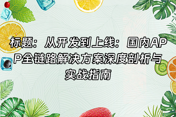 +标题：从开发到上线：国内APP全链路解决方案深度剖析与实战指南+