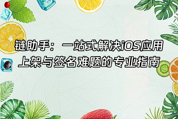 +链助手：一站式解决iOS应用上架与签名难题的专业指南+