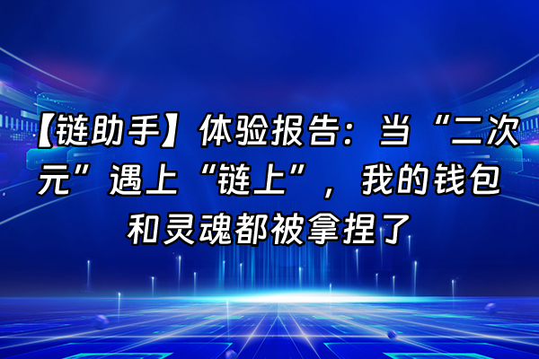 +【链助手】体验报告：当“二次元”遇上“链上”，我的钱包和灵魂都被拿捏了+