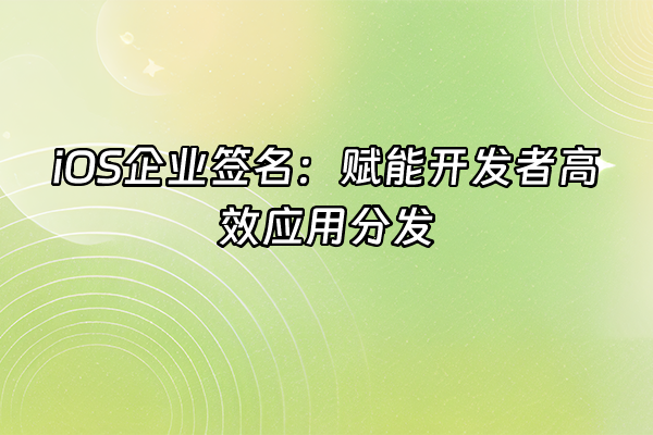 +iOS企业签名：赋能开发者高效应用分发+