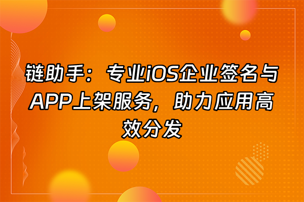 +链助手：专业iOS企业签名与APP上架服务，助力应用高效分发+
