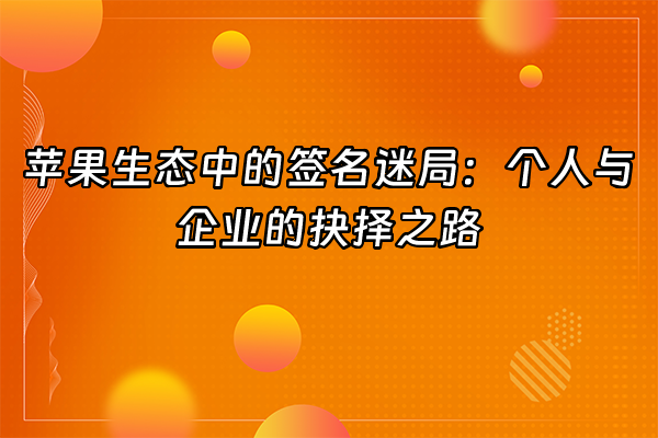 +苹果生态中的签名迷局：个人与企业的抉择之路+