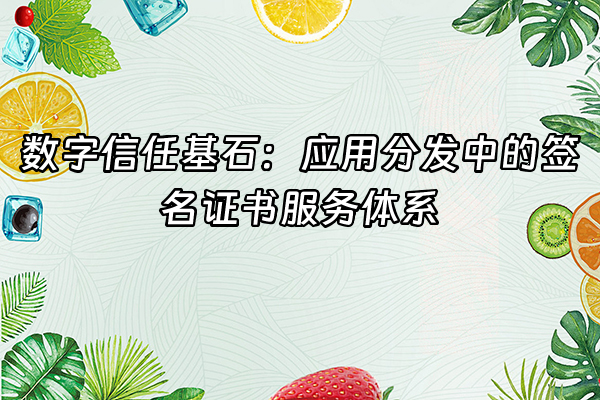 +数字信任基石：应用分发中的签名证书服务体系+