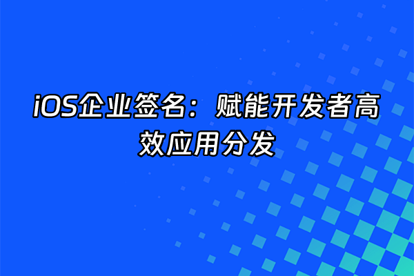 +iOS企业签名：赋能开发者高效应用分发+