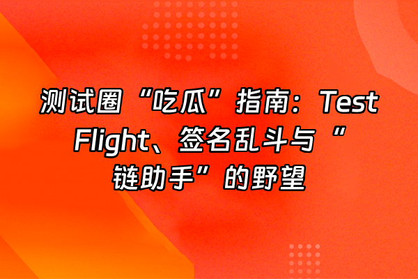 +测试圈“吃瓜”指南：TestFlight、签名乱斗与“链助手”的野望+