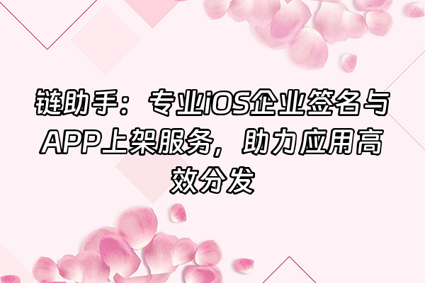+链助手：专业iOS企业签名与APP上架服务，助力应用高效分发+