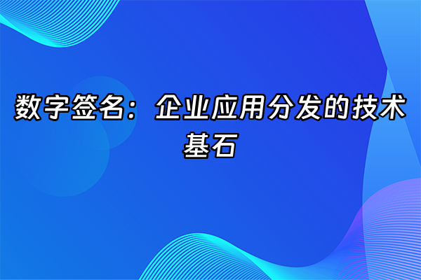 +数字签名：企业应用分发的技术基石+