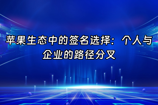 +苹果生态中的签名选择：个人与企业的路径分叉+