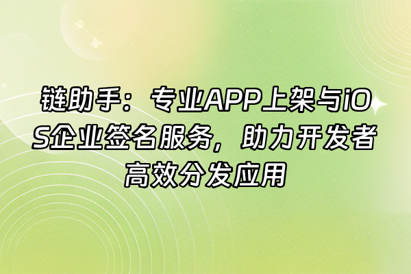 +链助手：专业APP上架与iOS企业签名服务，助力开发者高效分发应用+