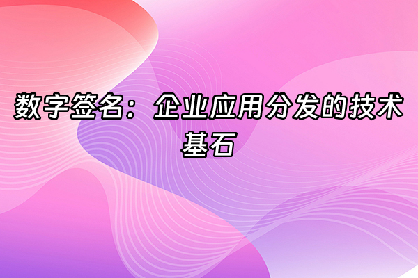 +数字签名：企业应用分发的技术基石+