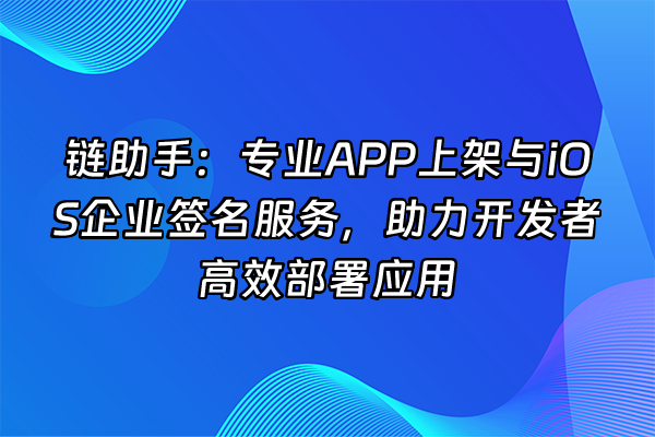 +链助手：专业APP上架与iOS企业签名服务，助力开发者高效部署应用+