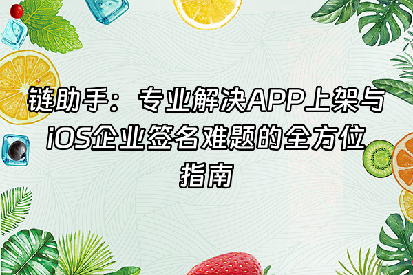 +链助手：专业解决APP上架与iOS企业签名难题的全方位指南+
