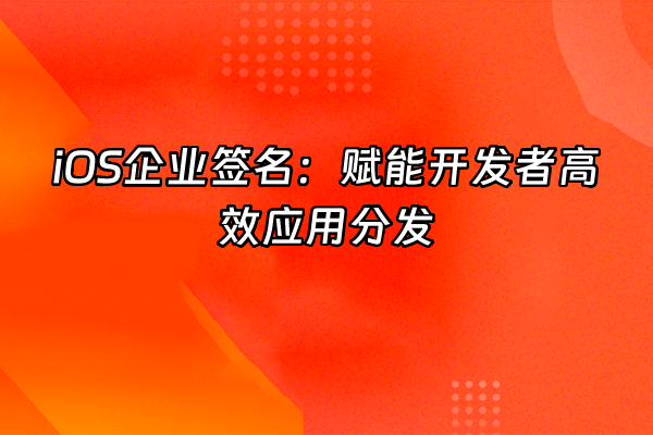 +iOS企业签名：赋能开发者高效应用分发+