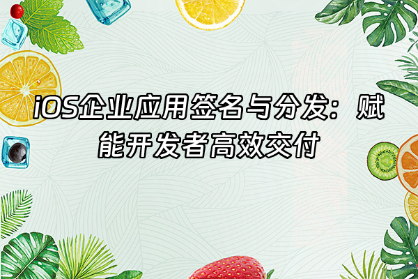 +iOS企业应用签名与分发：赋能开发者高效交付+