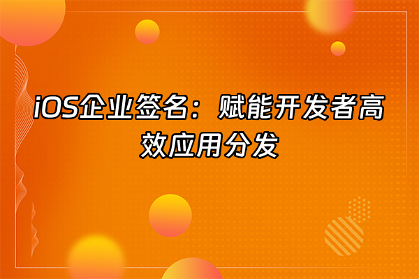 +iOS企业签名：赋能开发者高效应用分发+