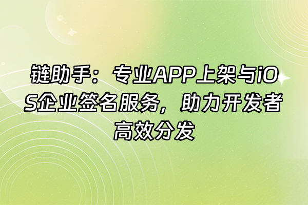 +链助手:专业APP上架与iOS企业签名服务,助力开发者高效分发+