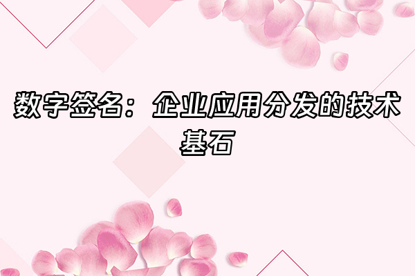 +数字签名：企业应用分发的技术基石+
