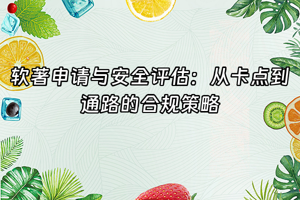 +软著申请与安全评估：从卡点到通路的合规策略+