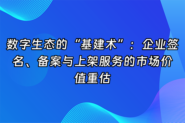+数字生态的“基建术”：企业签名、备案与上架服务的市场价值重估+