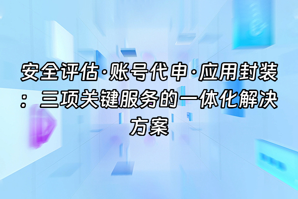 +安全评估·账号代申·应用封装：三项关键服务的一体化解决方案+