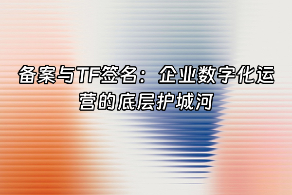 +备案与TF签名：企业数字化运营的底层护城河+